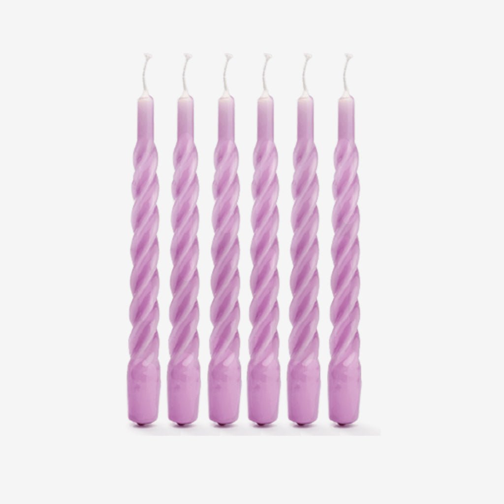 Lilac Twisted Candles Set Of 6 Jo & Co Home