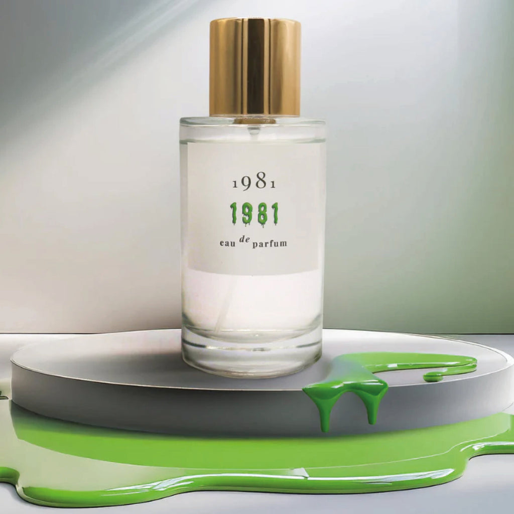 Perfume bottle labeled '1981' on a green and gray platform with a gradient background.
1981 Eau de Parfum 1981 Fragrance - Jo And Co 1981 Eau de Parfum 1981 Fragrance - 1981