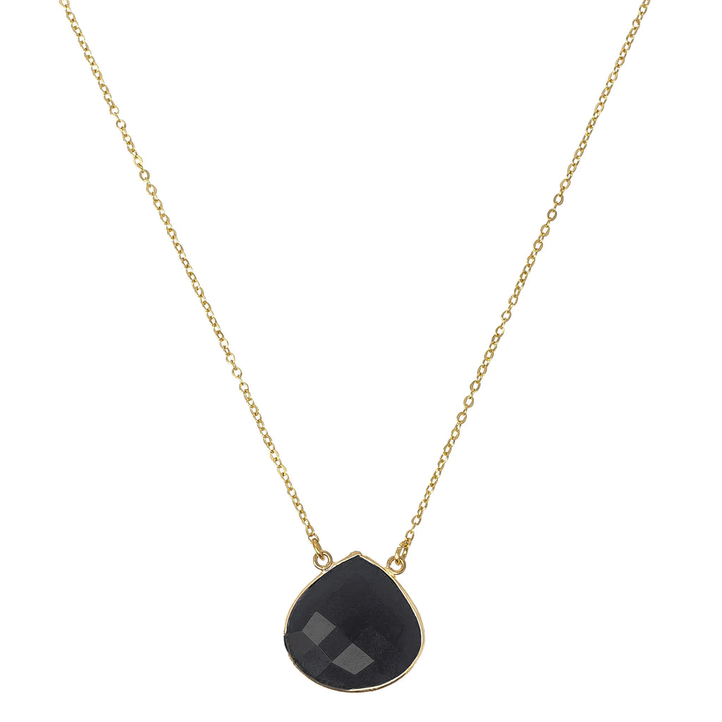 Short gold necklace with black onyx gemstone pendant.
Ashiana London Acapulco Black Onyx Necklace - Jo And Co Ashiana London Acapulco Black Onyx Necklace - Ashiana London