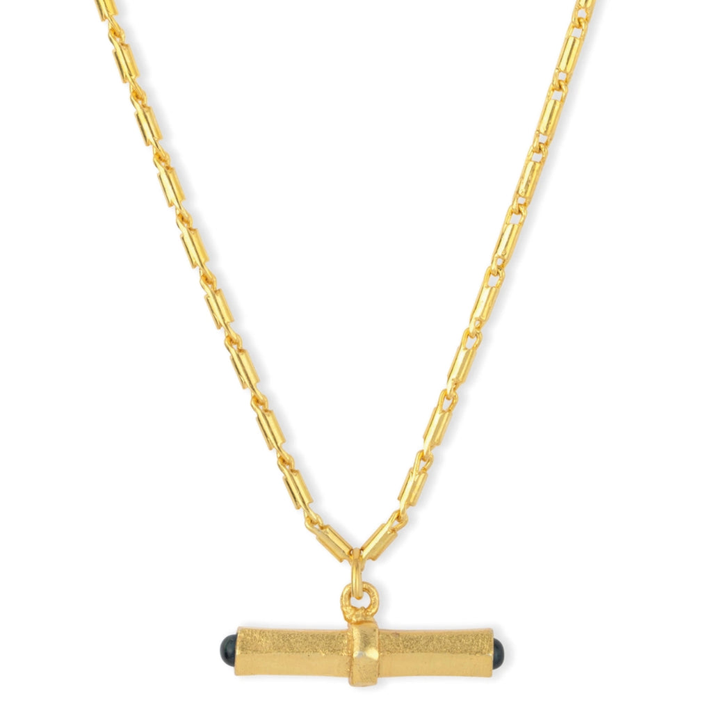 T-bar Necklace with gold hexagonal bar with navy blue iolite gemstones on each end.
Ashiana London Como Iolite T-bar Necklace - Jo And Co Ashiana London Como Iolite T-bar Necklace - Ashiana London