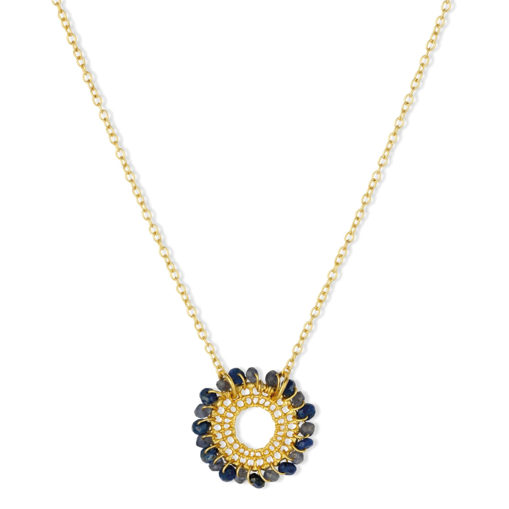 Necklace with looped beads on a filigree charm with iolite gemstone and crystal beads.
Ashiana London Navy Nelly Necklace - Jo And Co Ashiana London Navy Nelly Necklace - Ashiana London