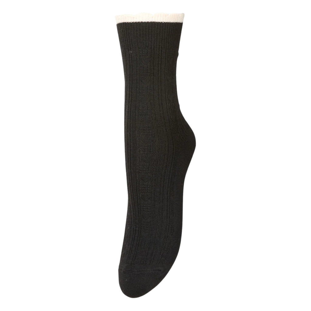 Beck Sondergaard Black Melange Scallop Socks - Jo And Co Beck Sondergaard Black Melange Scallop Socks - Beck Sondergaard