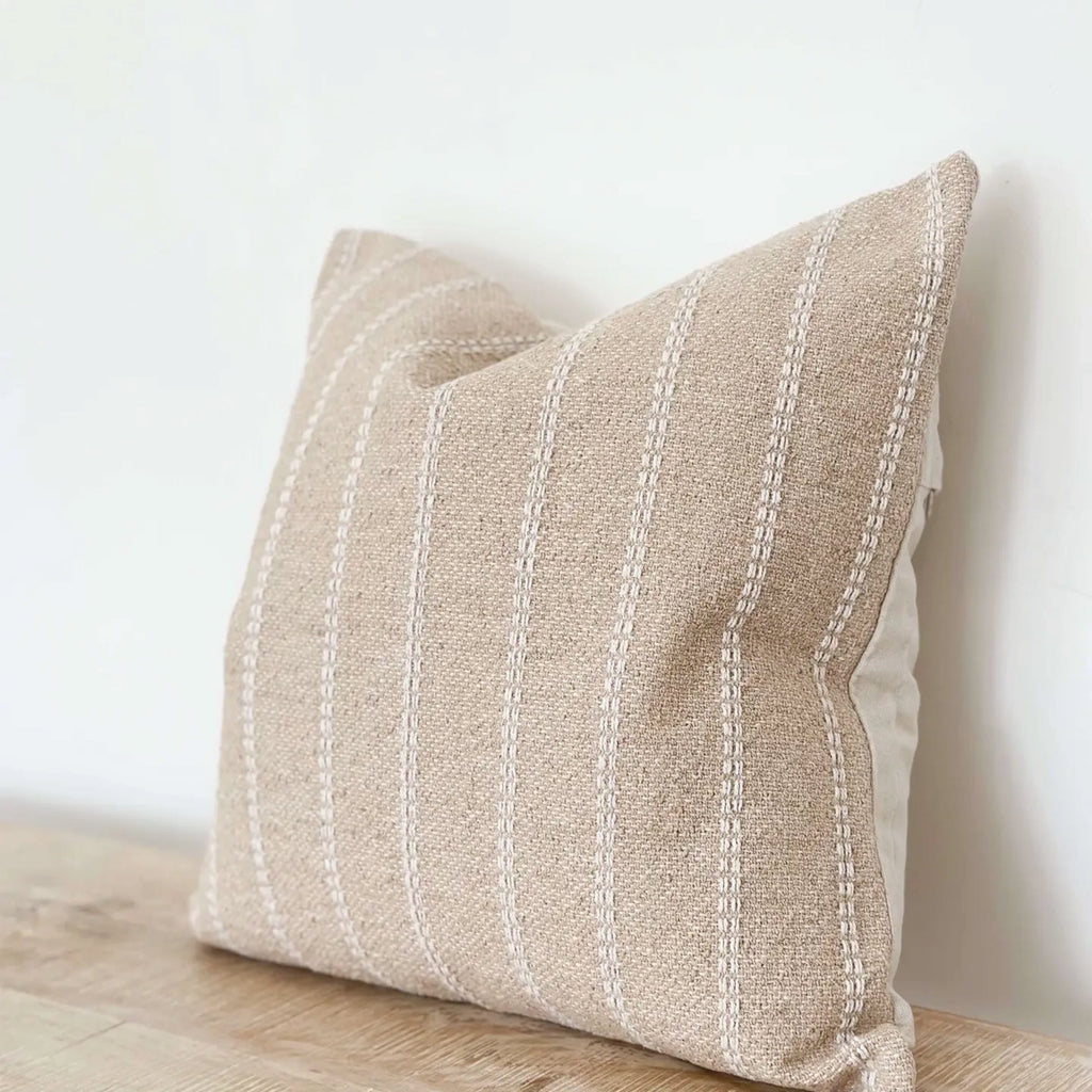 Beige Stripe Luxe India Cushion - Jo And Co Beige Stripe Luxe India Cushion 