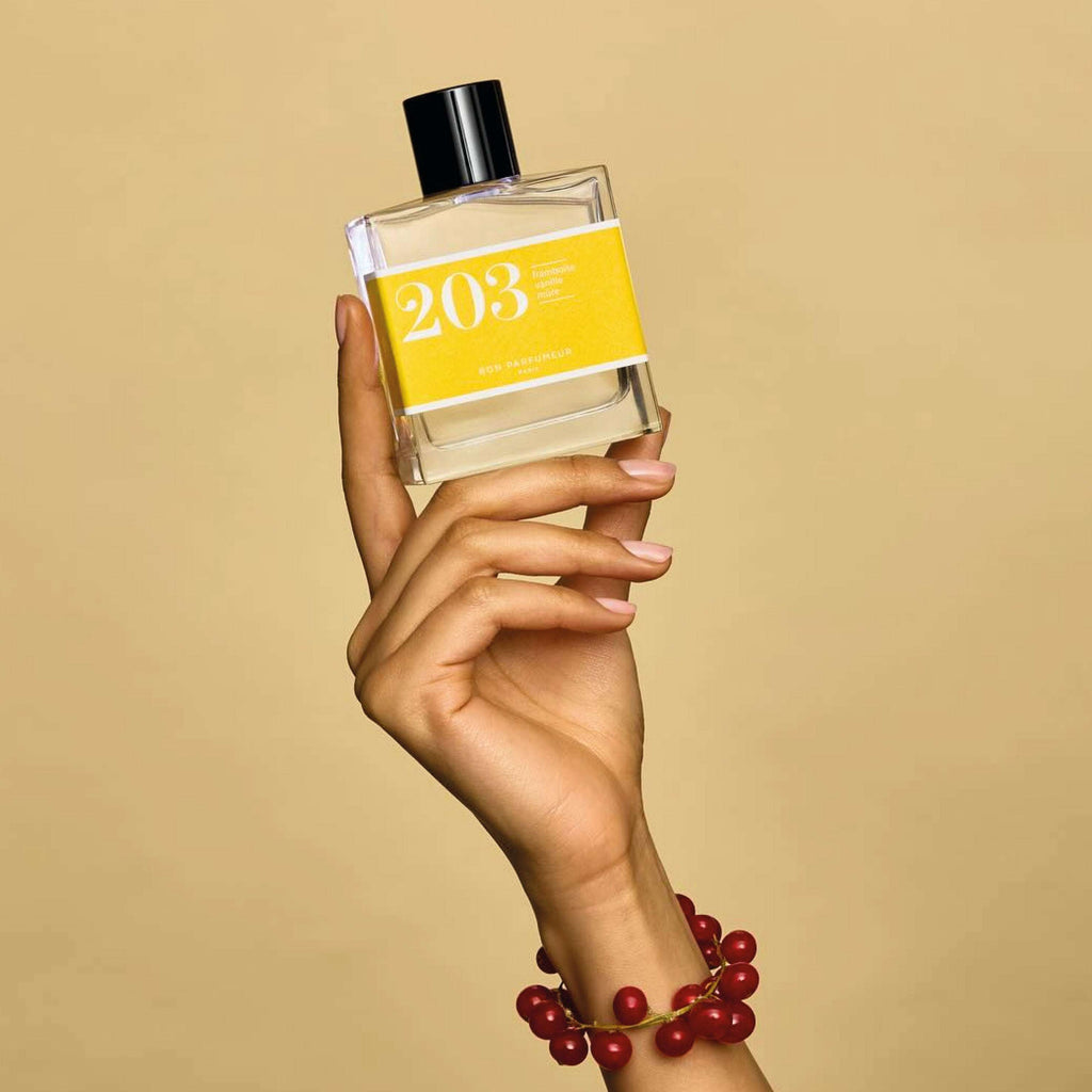 Bon Parfumeur 203 Fruity Eau De Parfum 30ml bottle with packaging, featuring notes of raspberry, vanilla, and musk.
Bon Parfumeur 203 Fruity Eau De Parfum 30ml  - Jo And Co Bon Parfumeur 203 Fruity Eau De Parfum 30ml  - Bon Parfumeur