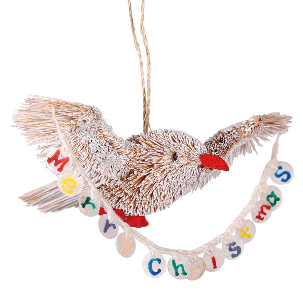 Bristle Bird Merry Christmas Decoration - Jo And Co Bristle Bird Merry Christmas Decoration