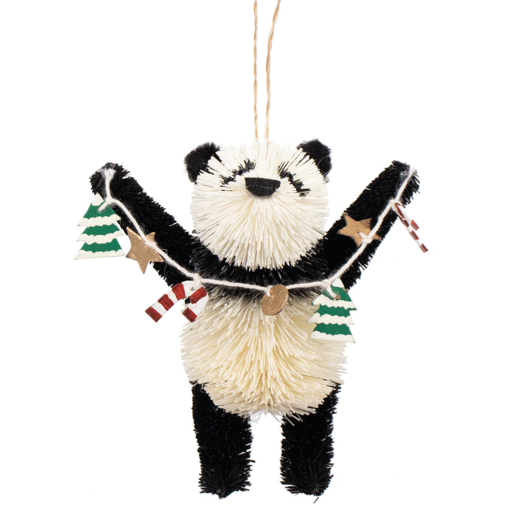 Bristle Panda Christmas Decoration - Jo And Co Bristle Panda Christmas Decoration