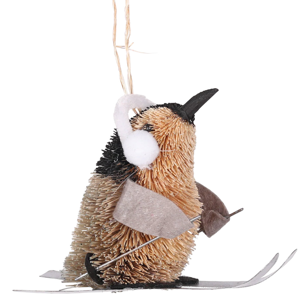 Bristle Penguin On Skis Christmas Decoration - Jo And Co Bristle Penguin On Skis Christmas Decoration