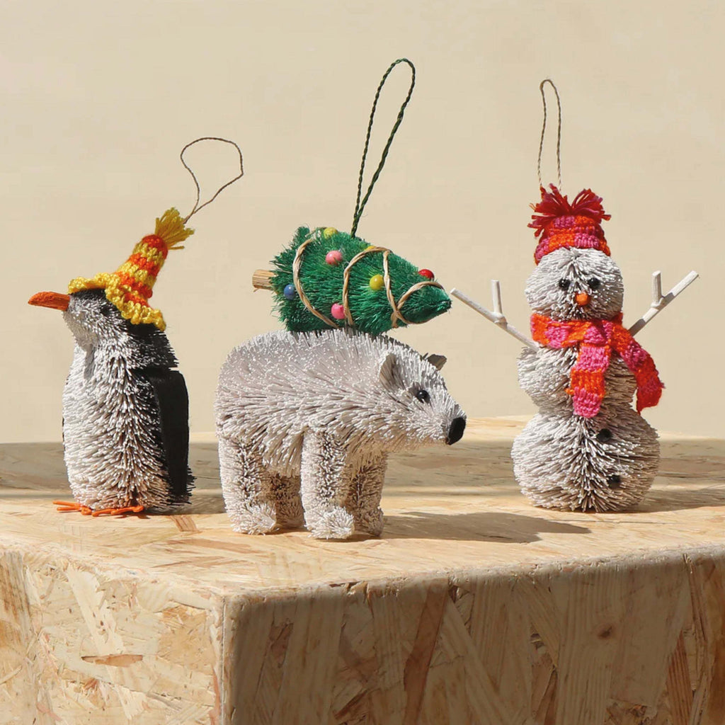 Bristle Polar Bear Christmas Decoration - Jo And Co Bristle Polar Bear Christmas Decoration
