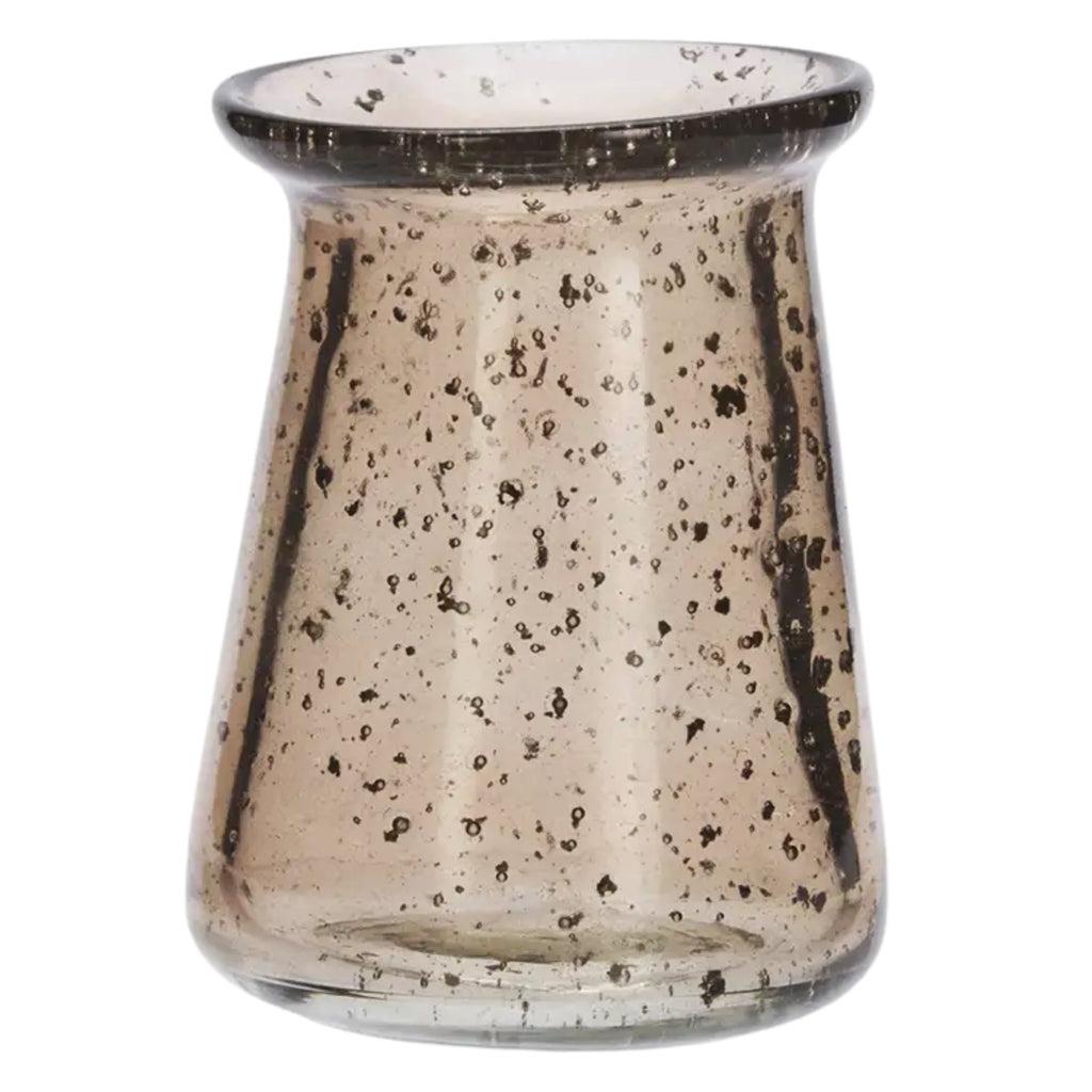 Brown Glass Vase with speckled bubble pattern.
Brown Glass Vase - Jo And Co Brown Glass Vase