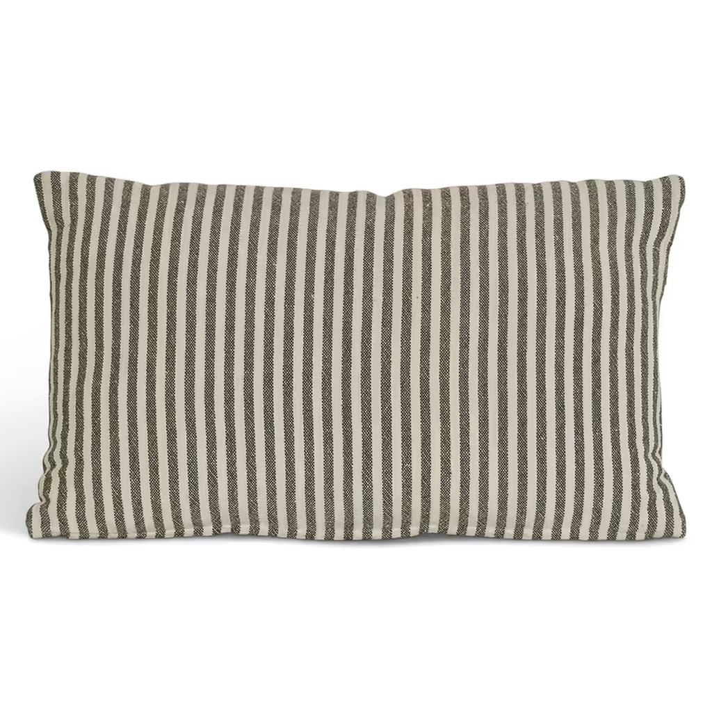 Striped pillow with charcoal and white stripes.
Charcoal Charingworth Stripe Rectangular Cushion - Jo And Co Charcoal Charingworth Stripe Rectangular Cushion
