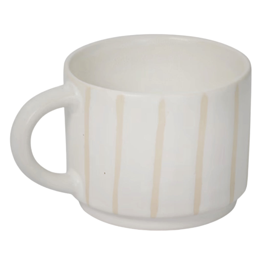 White stoneware mug with stripe.
Clanfield Stripe Mug - Jo And Co Clanfield Stripe Mug