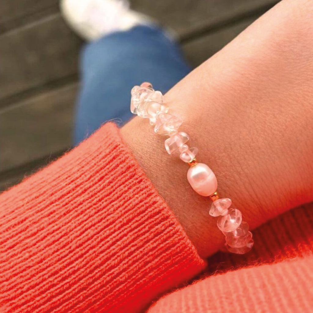 Clear Quartz & Pearl Crystal Bracelet - Jo And Co Tinkalink Clear Quartz & Pearl Crystal Bracelet - Tinkalink