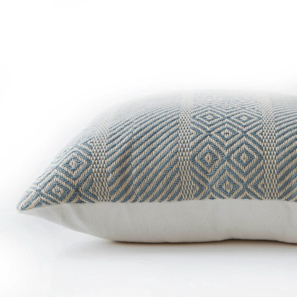 Duck egg blue cushion with geometric pattern.
Duck Egg Minerva Cushion - Jo And Co Duck Egg Minerva Cushion