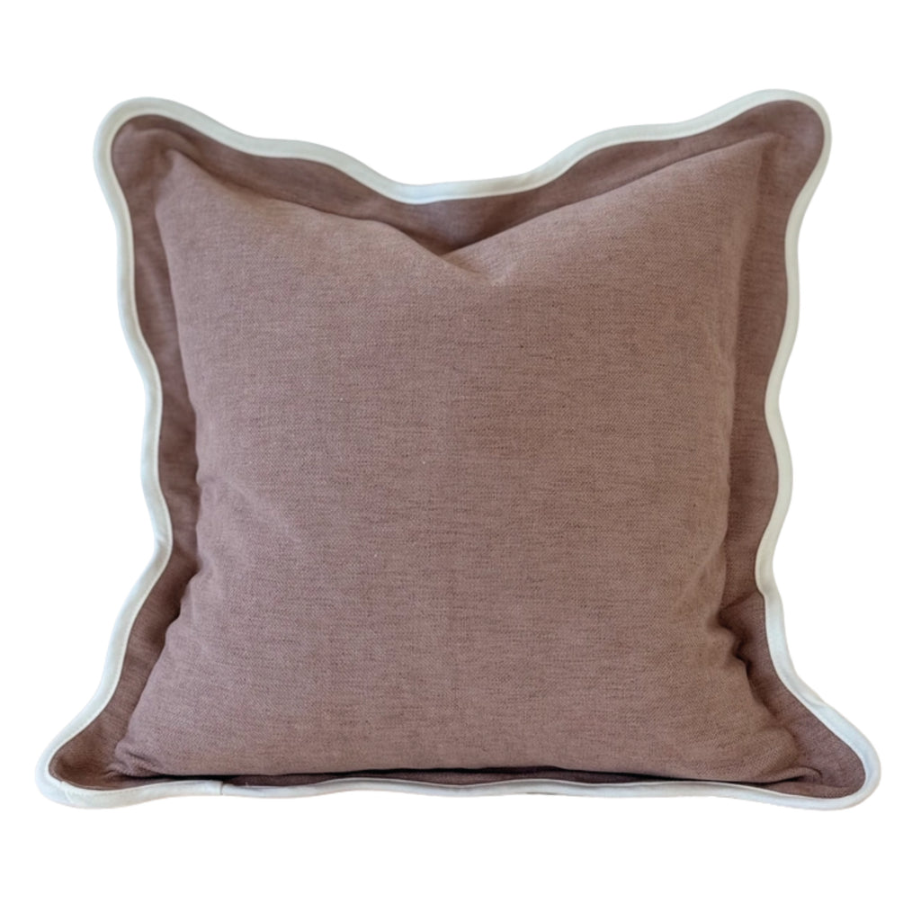 Dusky pink cushion with white scalloped edge.
Dusky Pink Scalloped Chloe Cushion - Jo And Co Dusky Pink Scalloped Chloe Cushion