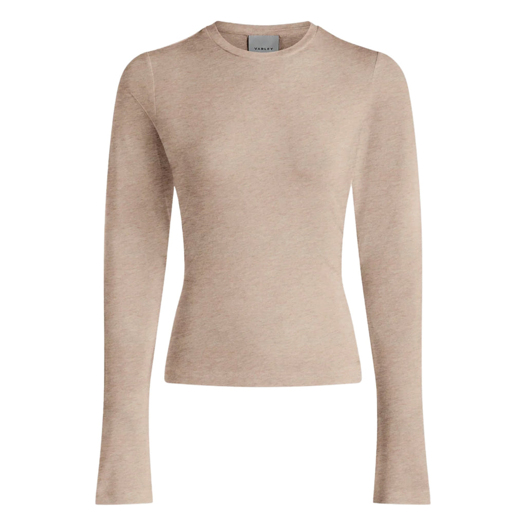 Varley Edna Taupe Marl Long Sleeve Fitted Tee - Jo And Co Varley Edna Taupe Marl Long Sleeve Fitted Tee - Varley