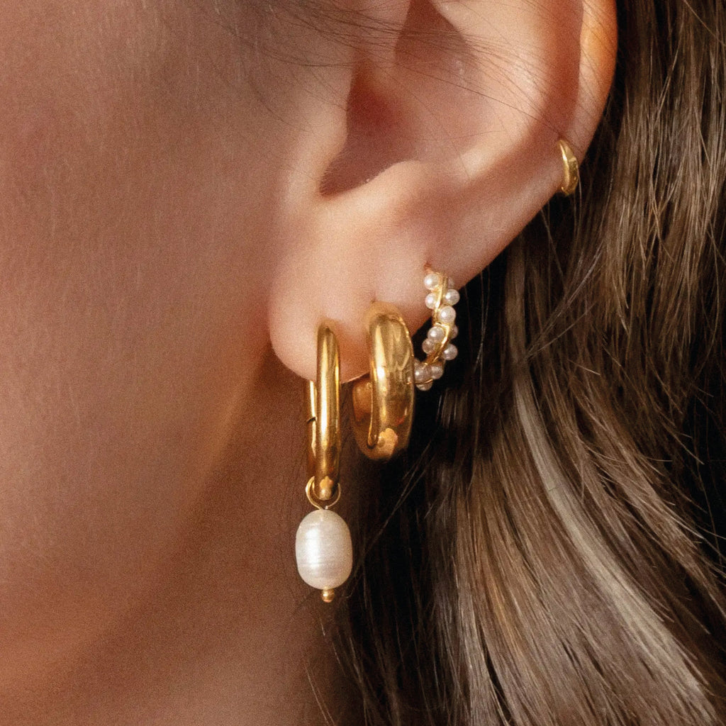 Everyday Pearl Drop Hoop Earrings - Jo And Co Everyday Pearl Drop Hoop Earrings