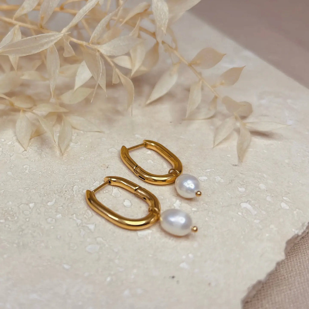 Everyday Pearl Drop Hoop Earrings - Jo And Co Everyday Pearl Drop Hoop Earrings