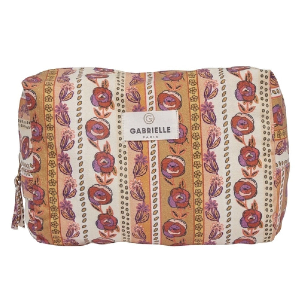 Floral patterned toiletry bag with 'Gabrielle Paris' branding.
Gabrielle Paris Garnet Flores Cotton Toiletry Bag - Jo And Co Gabrielle Paris Garnet Flores Cotton Toiletry Bag - Gabrielle Paris