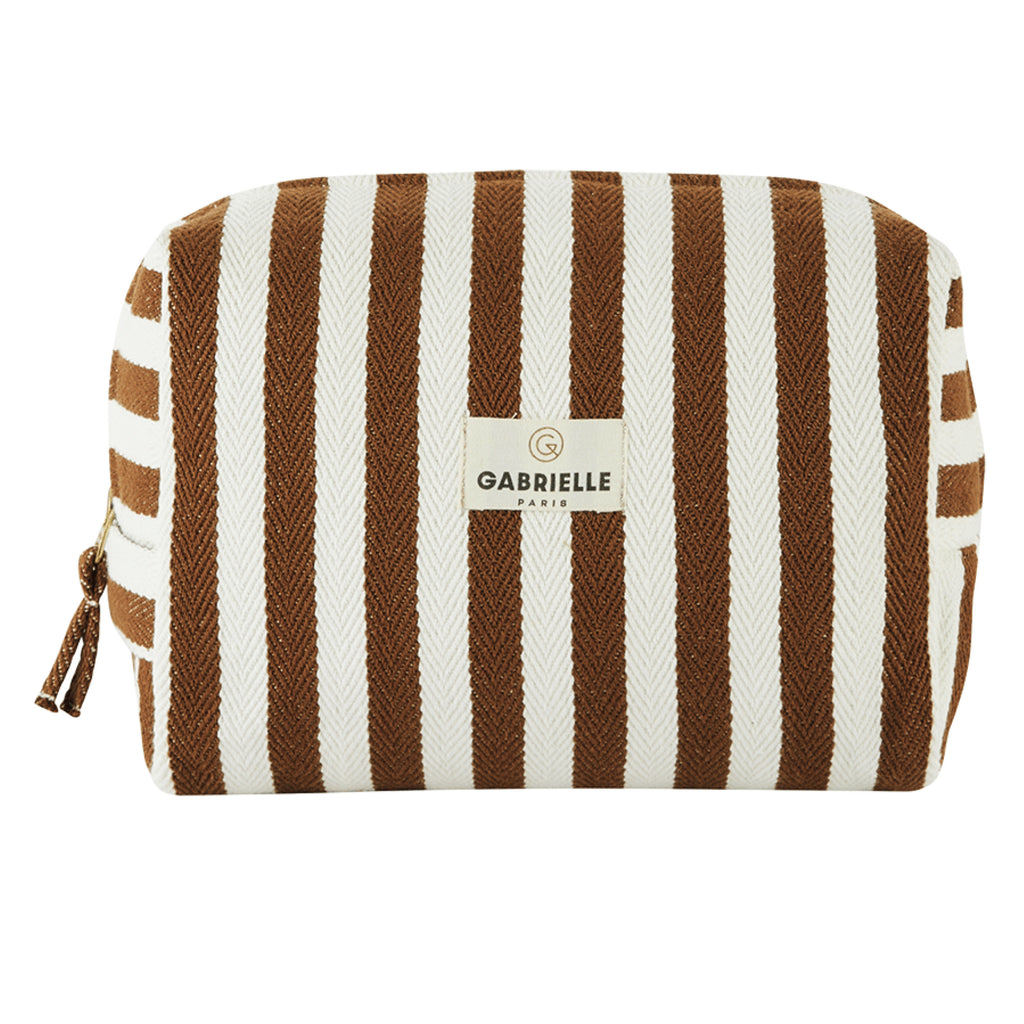 Gabrielle Paris Moka Stripes Cotton Toiletry Bag - Jo And Co Gabrielle Paris Moka Stripes Cotton Toiletry Bag - Gabrielle Paris
