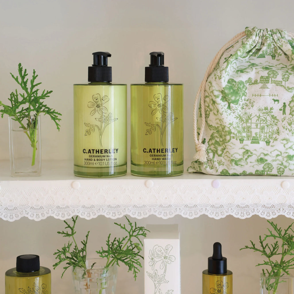 Hand & Body Lotion with shea butter and cocoa butter scented with geranium fragrance with hints of rose, lemon, mint and cedar.
Geranium No.1 Hand & Body Lotion 300ml - Jo And Co Geranium No.1 Hand & Body Lotion 300ml - C.Atherley London