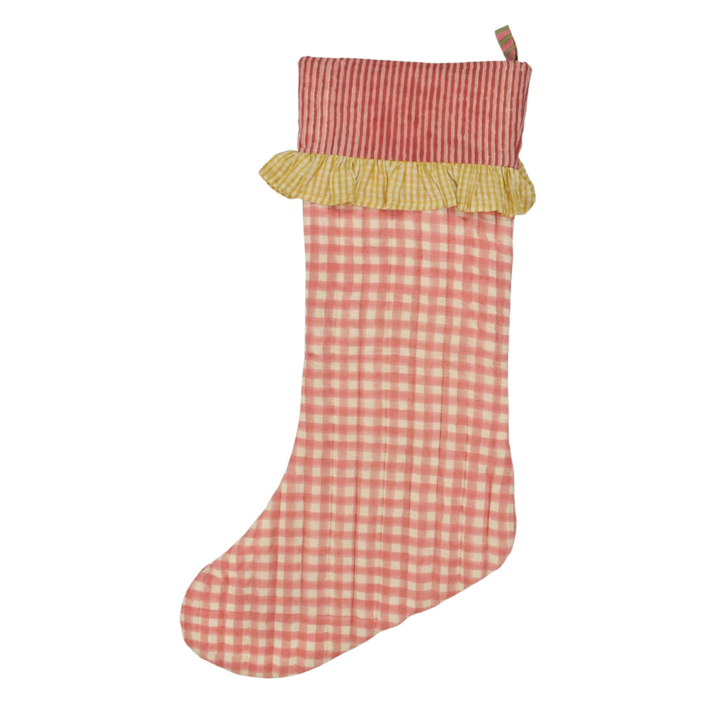 Gingham Floss Christmas Stocking - Jo And Co Gingham Floss Christmas Stocking - YONDER