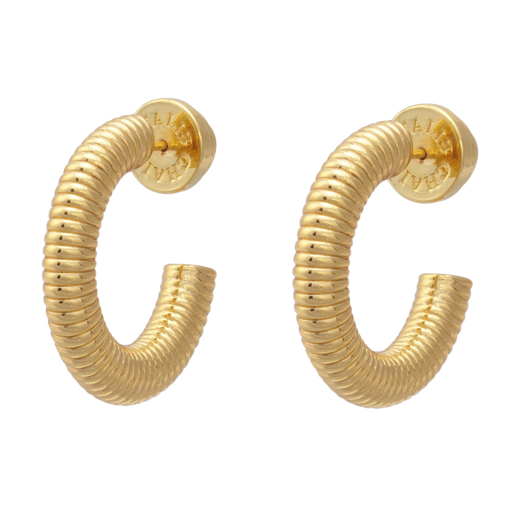 Talis Chains Gold Ridge Hoop Earrings - Jo And Co Talis Chains Gold Ridge Hoop Earrings - Talis Chains