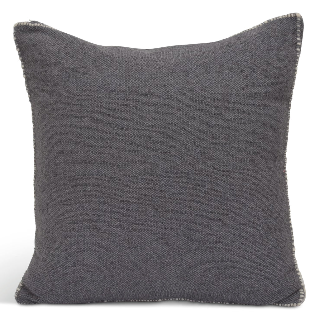 Reversible wool cushion with grey side and ivory side with side stitching.
Grey Wool Kempsford Cushion - Jo And Co Grey Wool Kempsford Cushion