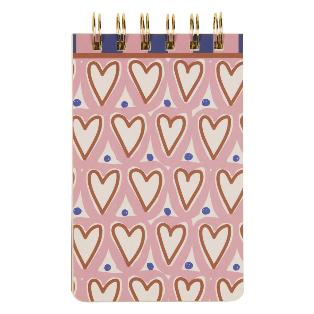 Notebook with heart pattern on a pink background.
Hearts A Dopo Twin Wire Notepad - Jo And Co Hearts A Dopo Twin Wire Notepad - Designworks Ink