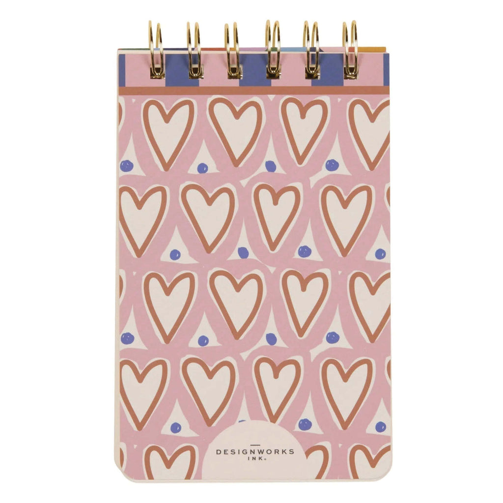 Notebook with heart pattern on a pink background.
Hearts A Dopo Twin Wire Notepad - Jo And Co Hearts A Dopo Twin Wire Notepad - Designworks Ink