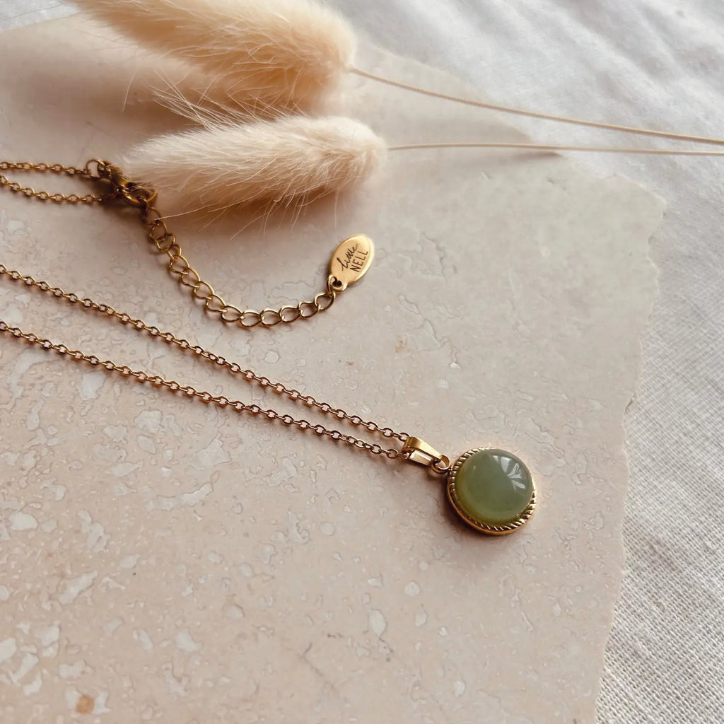 Jade circle pendant on a fine gold chain.
Jade Pendant Necklace - Jo And Co Jade Pendant Necklace