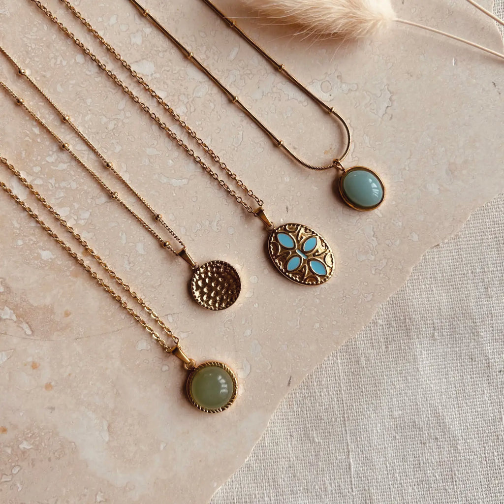 Jade circle pendant on a fine gold chain.
Jade Pendant Necklace - Jo And Co Jade Pendant Necklace