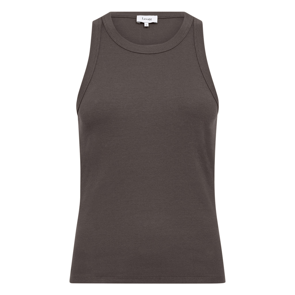 Coffee brown tank top with classic crew neckline and a sleeveless design.
Leveté Room Coffee Numbia Top - Jo And Co Leveté Room Coffee Numbia Top - Leveté Room