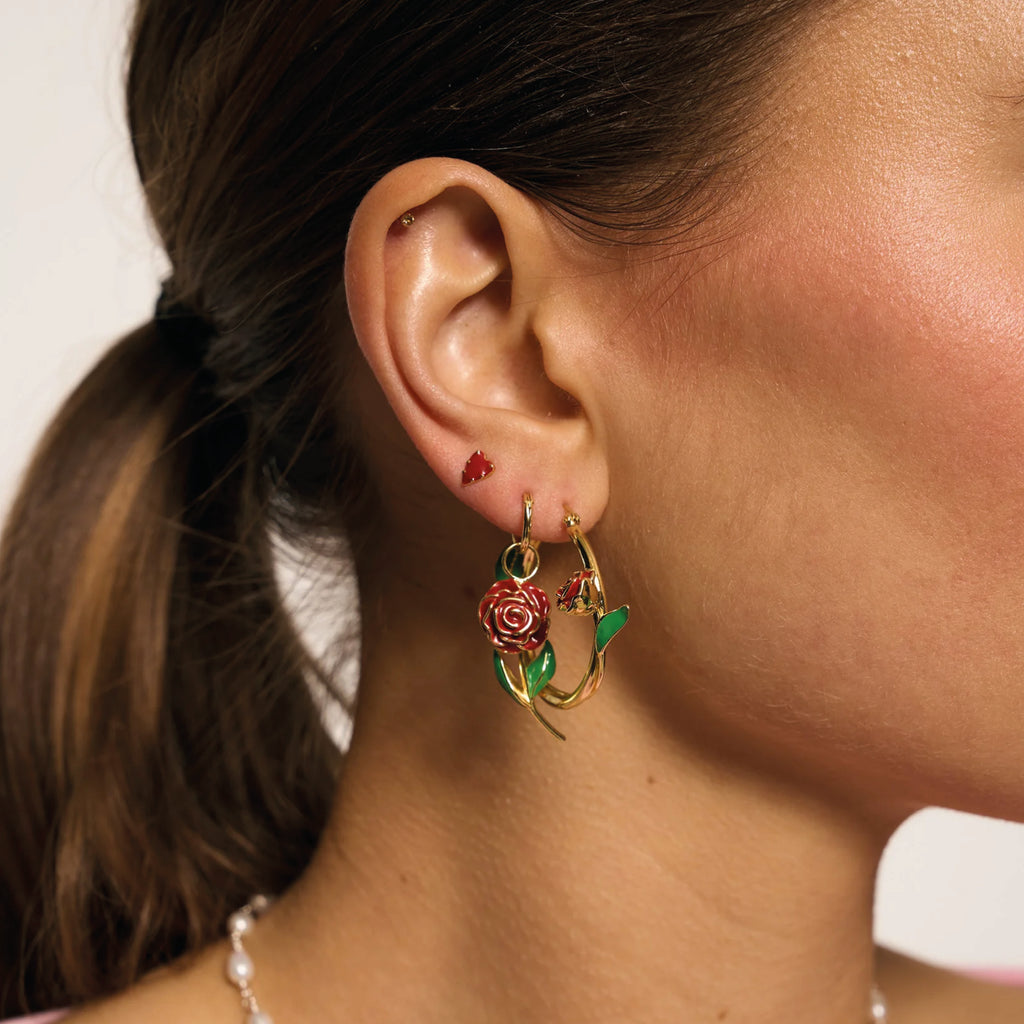 Red heart-shaped earrings with gold accents.
Lolita Heart Stud Gold Plated Earrings - Jo And Co Lolita Heart Stud Gold Plated Earrings - Anna + Nina