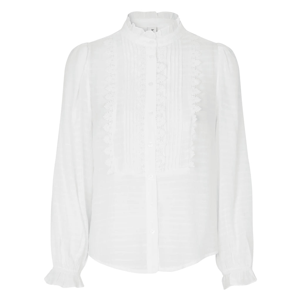 White blouse with a high collar.
Lollys Laundry White Ariel Shirt - Jo And Co Lollys Laundry