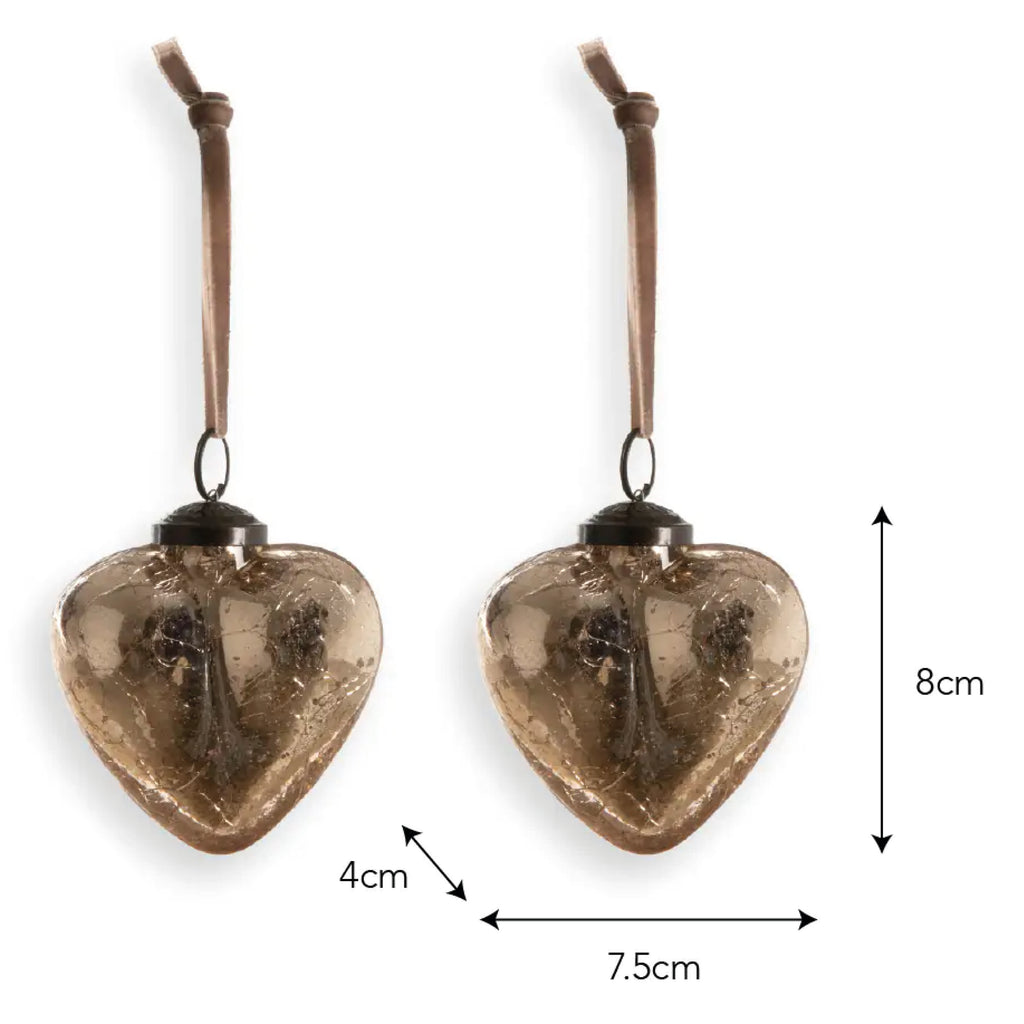 Lovell Crackled Christmas Heart Antique Truffle Bauble - Jo And Co Lovell Crackled Christmas Heart Antique Truffle Bauble