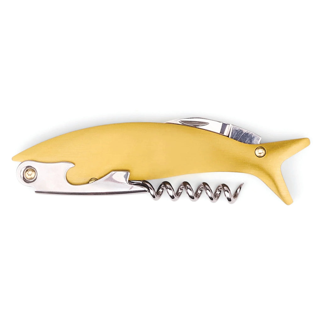 Yellow corkscrew with a fish design.
Maple Wine Bottle Opener - Jo And Co Maple Wine Bottle Opener - Designworks Ink