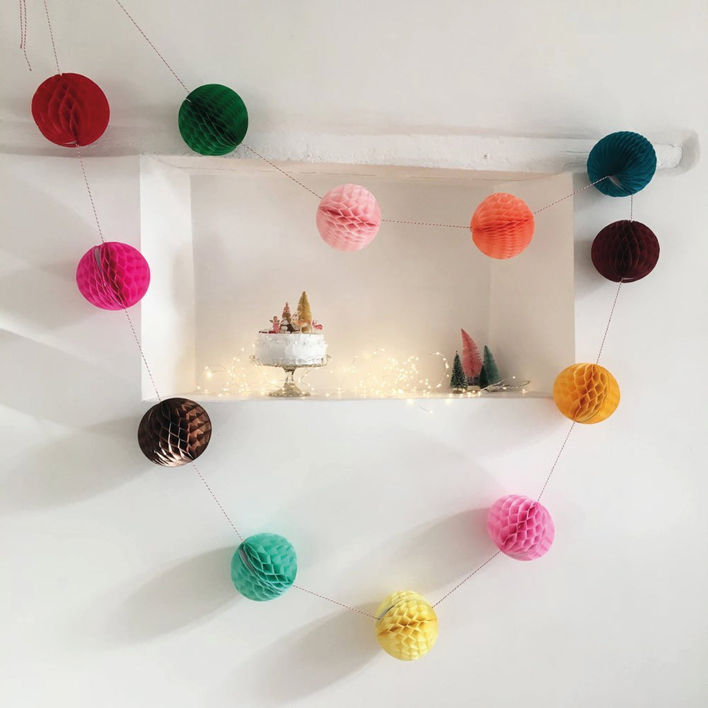 Multicoloured Bunting Ball Garland - Jo And Co Multicoloured Bunting Ball Garland