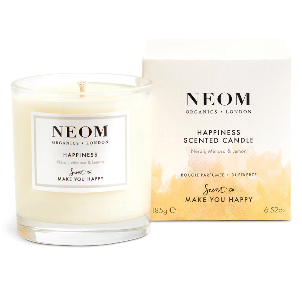NEOM Happiness Scented One Wick Candle with natural wax and essential oils.
NEOM Happiness Scented One Wick Candle - Jo And Co NEOM Happiness Scented One Wick Candle - NEOM