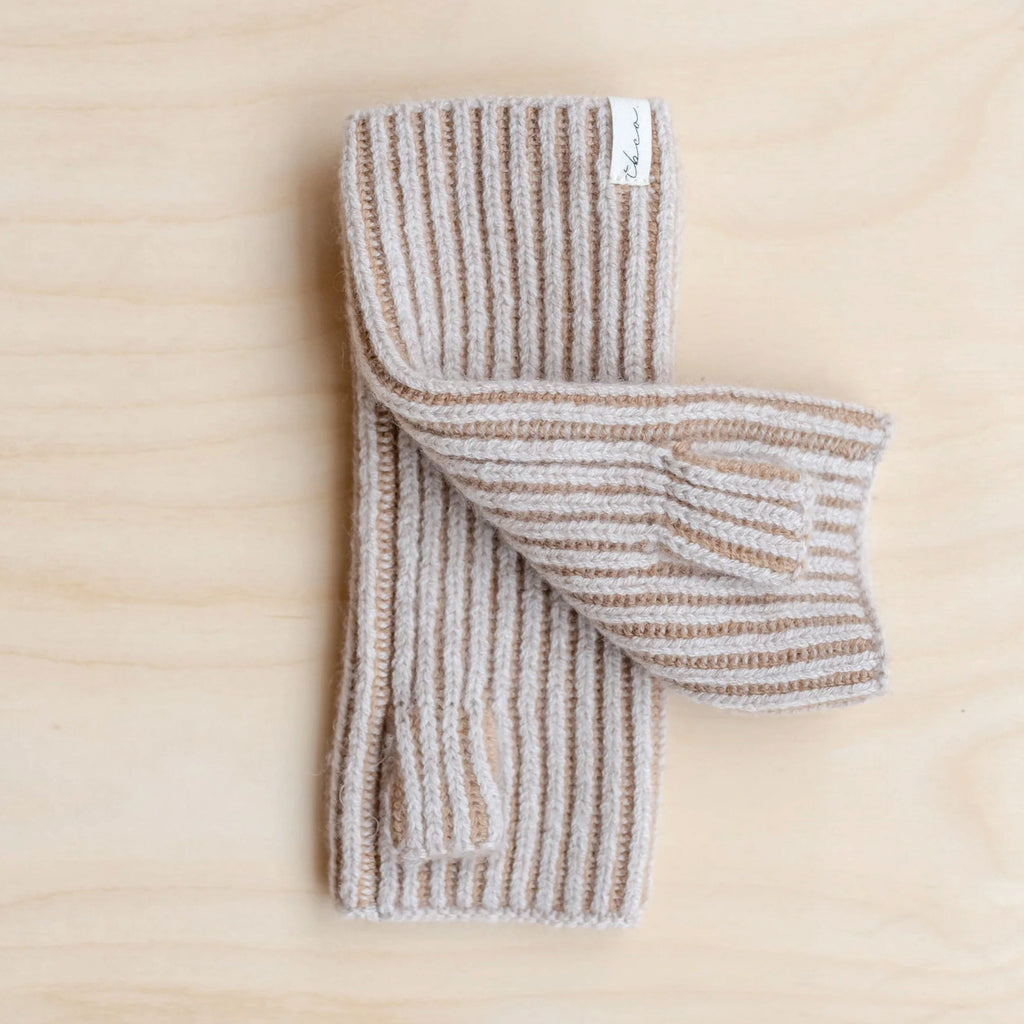 Oatmeal Two-Tone Cashmere & Merino Wrist Warmers - Jo And Co Oatmeal Two-Tone Cashmere & Merino Wrist Warmers