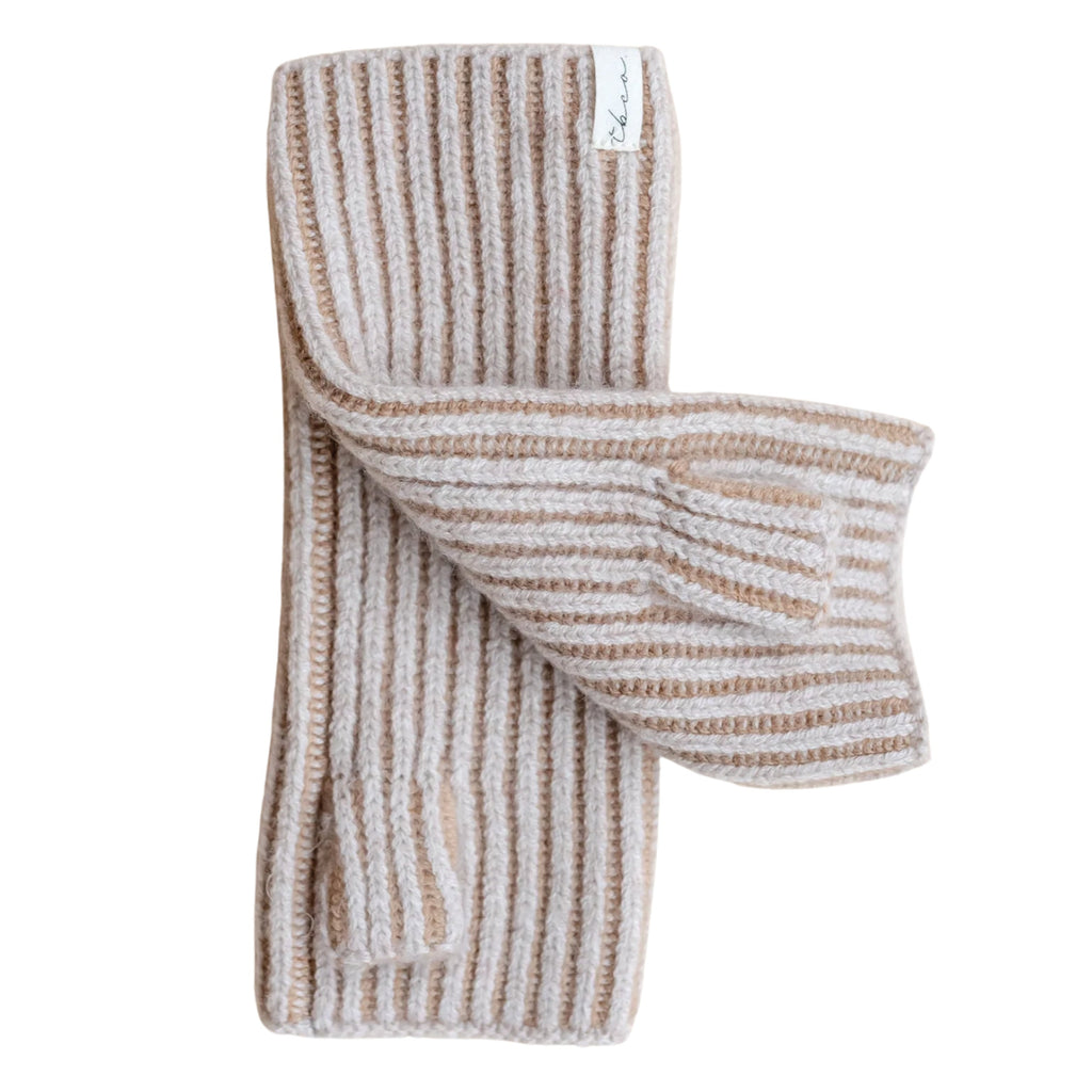 Oatmeal Two-Tone Cashmere & Merino Wrist Warmers - Jo And Co Oatmeal Two-Tone Cashmere & Merino Wrist Warmers
