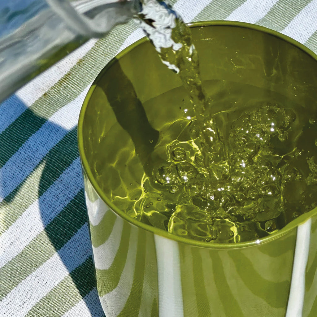 Olive & White Atina Striped Tumbler - Jo And Co Olive & White Atina Striped Tumbler