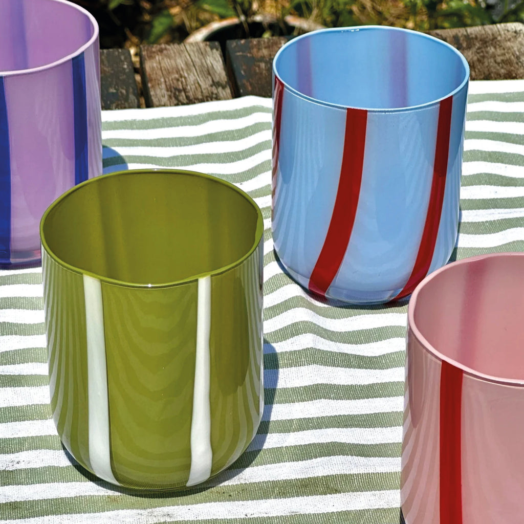 Olive & White Atina Striped Tumbler - Jo And Co Olive & White Atina Striped Tumbler