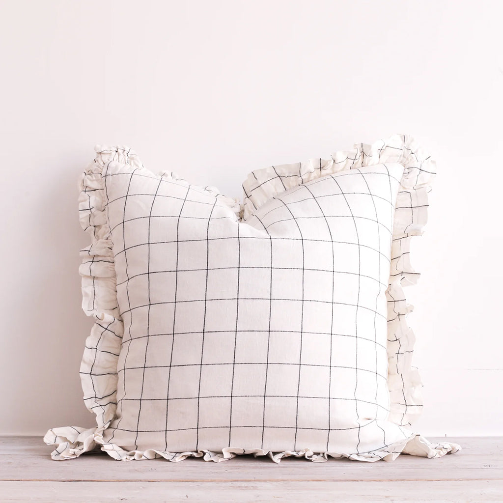 Olivia Ruffle Grid Cushion