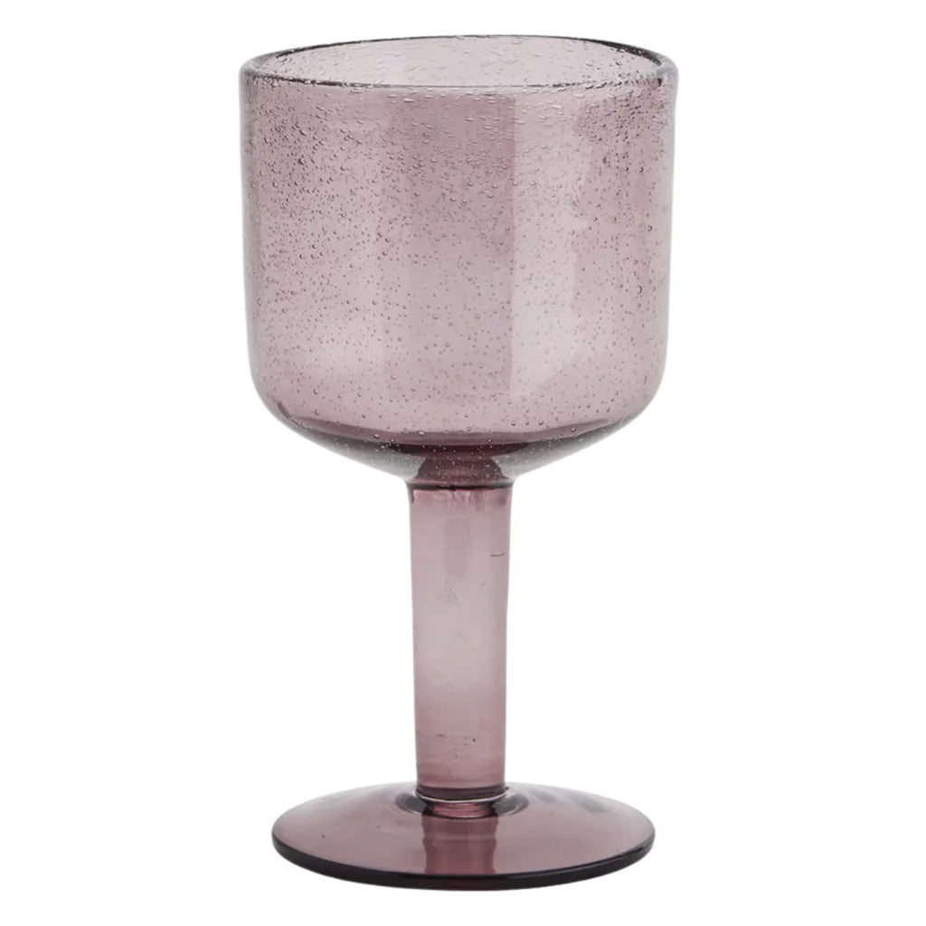 Purple wine glass with textured surface and bubbles.
Purple Coloured Wine Glass - Jo And Co Purple Coloured Wine Glass