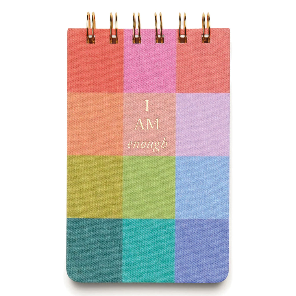 Colourful checkered notebook with 'I AM enough' text.
Rainbow Check Notepad - Jo And Co Rainbow Check Notepad - Designworks Ink