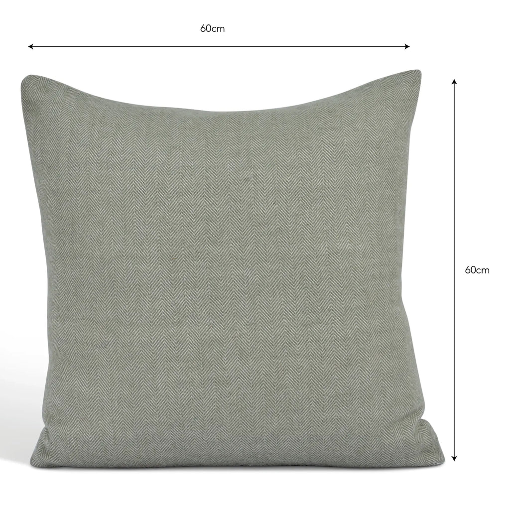 Sage Wool Herringbone Cushion 60x60cm.
Sage Wool Stockwell Herringbone Cushion - Jo And Co Sage Wool Stockwell Herringbone Cushion