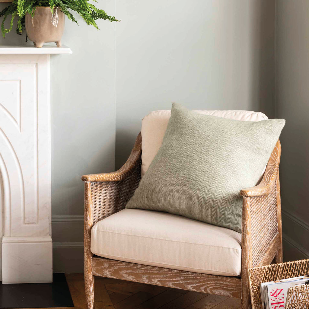 Sage Wool Herringbone Cushion 60x60cm.
Sage Wool Stockwell Herringbone Cushion - Jo And Co Sage Wool Stockwell Herringbone Cushion