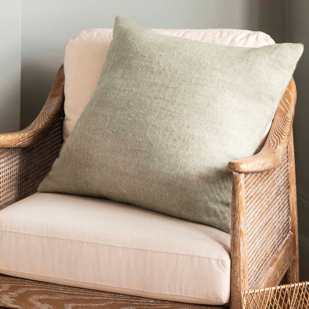 Sage Wool Herringbone Cushion 60x60cm.
Sage Wool Stockwell Herringbone Cushion - Jo And Co Sage Wool Stockwell Herringbone Cushion
