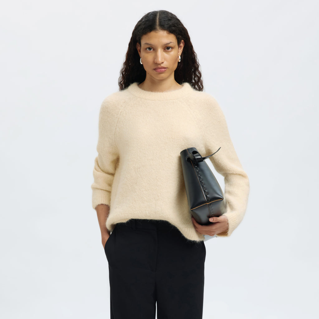 Selected Femme Birch Bella Bow Neck Knit - Jo And Co Selected Femme Birch Bella Bow Neck Knit - Selected Femme