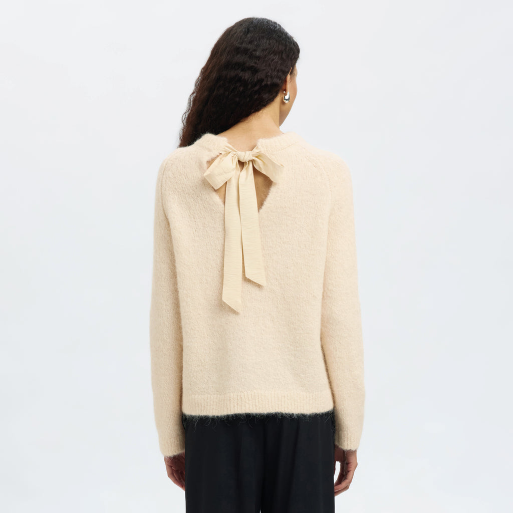 Selected Femme Birch Bella Bow Neck Knit - Jo And Co Selected Femme Birch Bella Bow Neck Knit - Selected Femme
